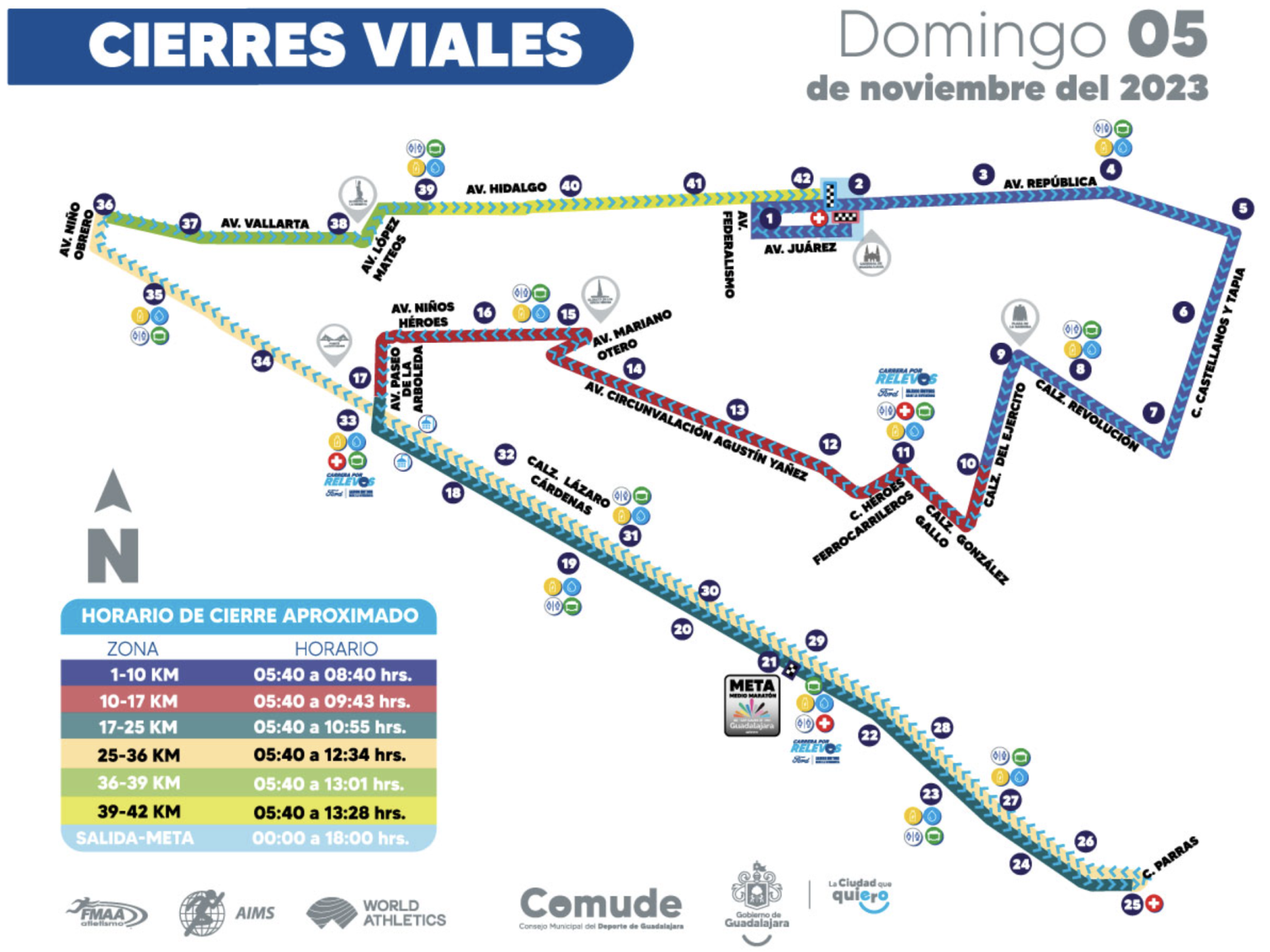 Estos son los cierres viales por el Maratón Guadalajara Tráfico ZMG