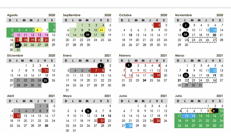 Calendario Ciclo escolar 2020-2021